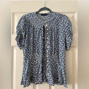 Ralph Lauren Navy and White Floral Button Cardigan